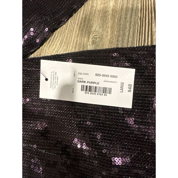 Bold Elements Size Large Purple Sequined Arm Cutout Blouse Top. NWT. Z - Picture 4 of 8